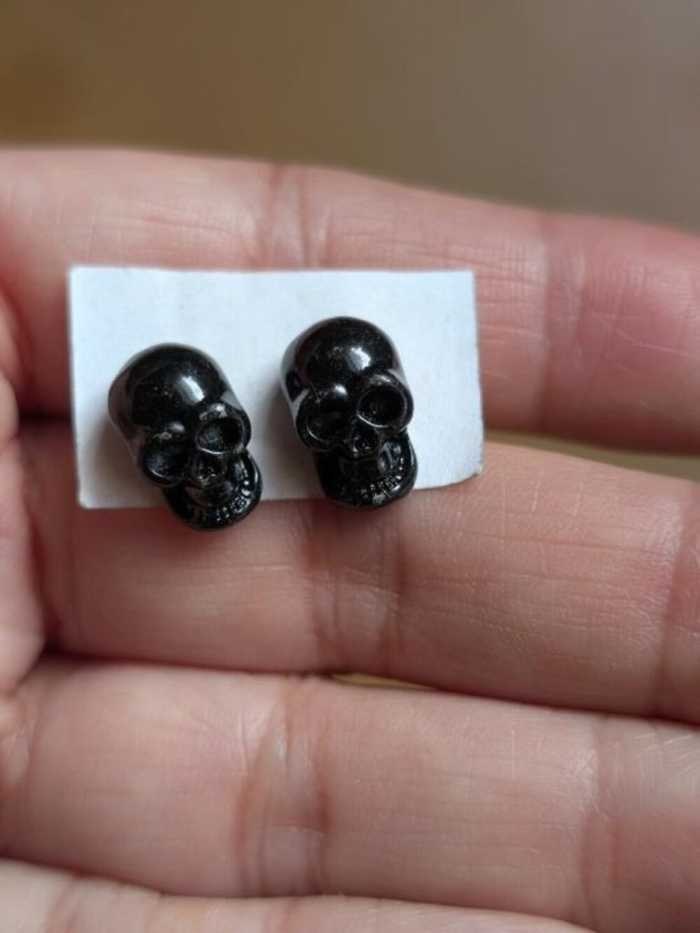 Vintage Halloween Black Skull Huggy Stud Earrings. Check pictures for Details